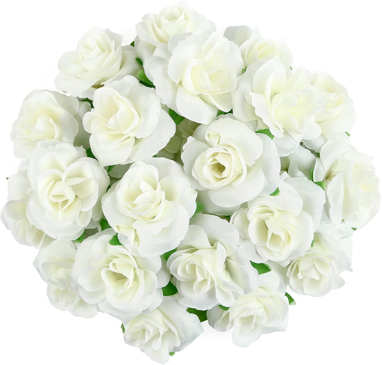 Kesote 50pcs Mini Ivory White Artificial Roses – 1.6" Silk Flower Heads for DIY Crafts, Wedding Centerpieces, Bridal Showers, Party & Home Decor